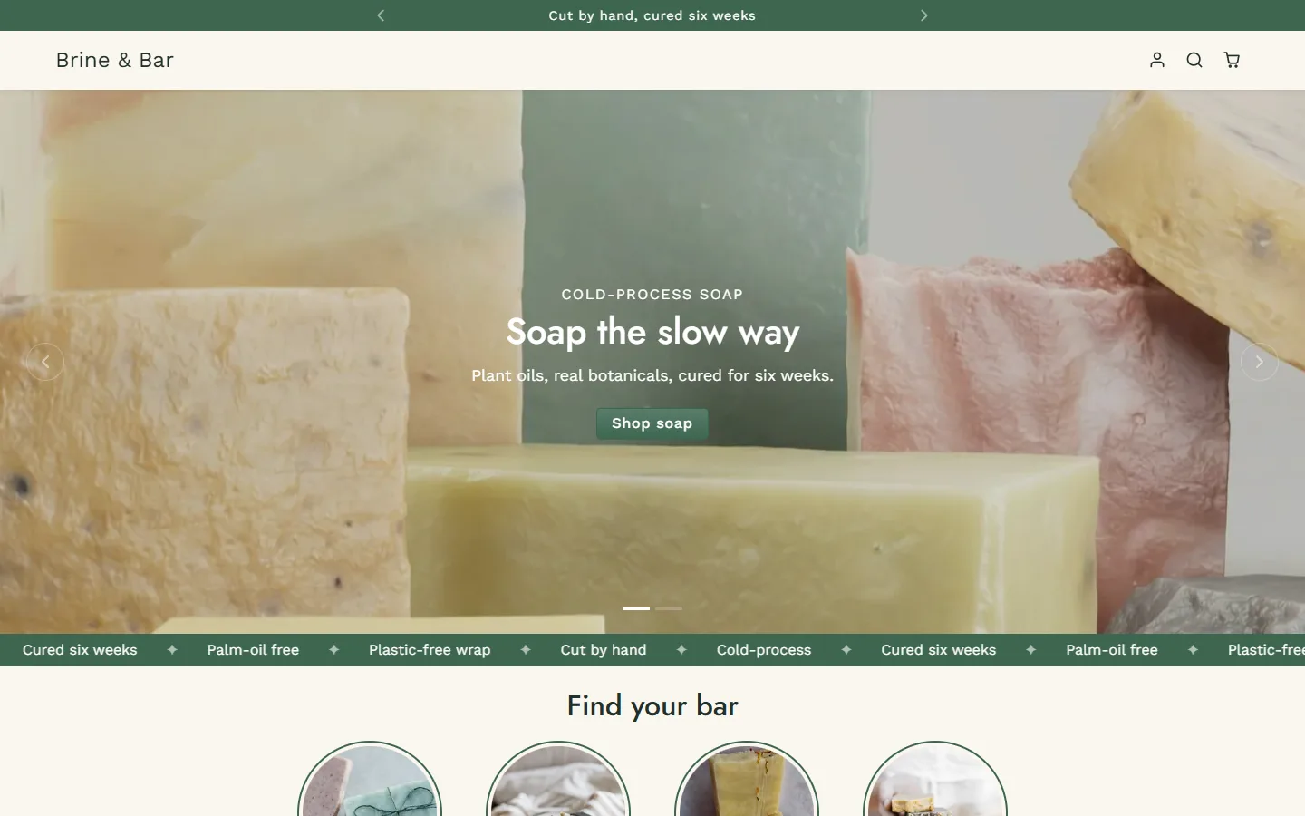 The Brine & Bar home page on a desktop screen