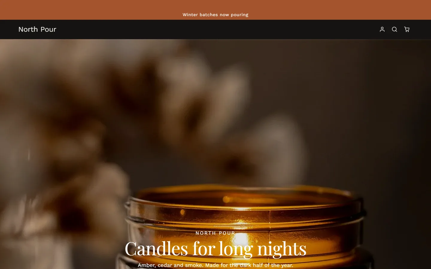 The North Pour home page on a desktop screen