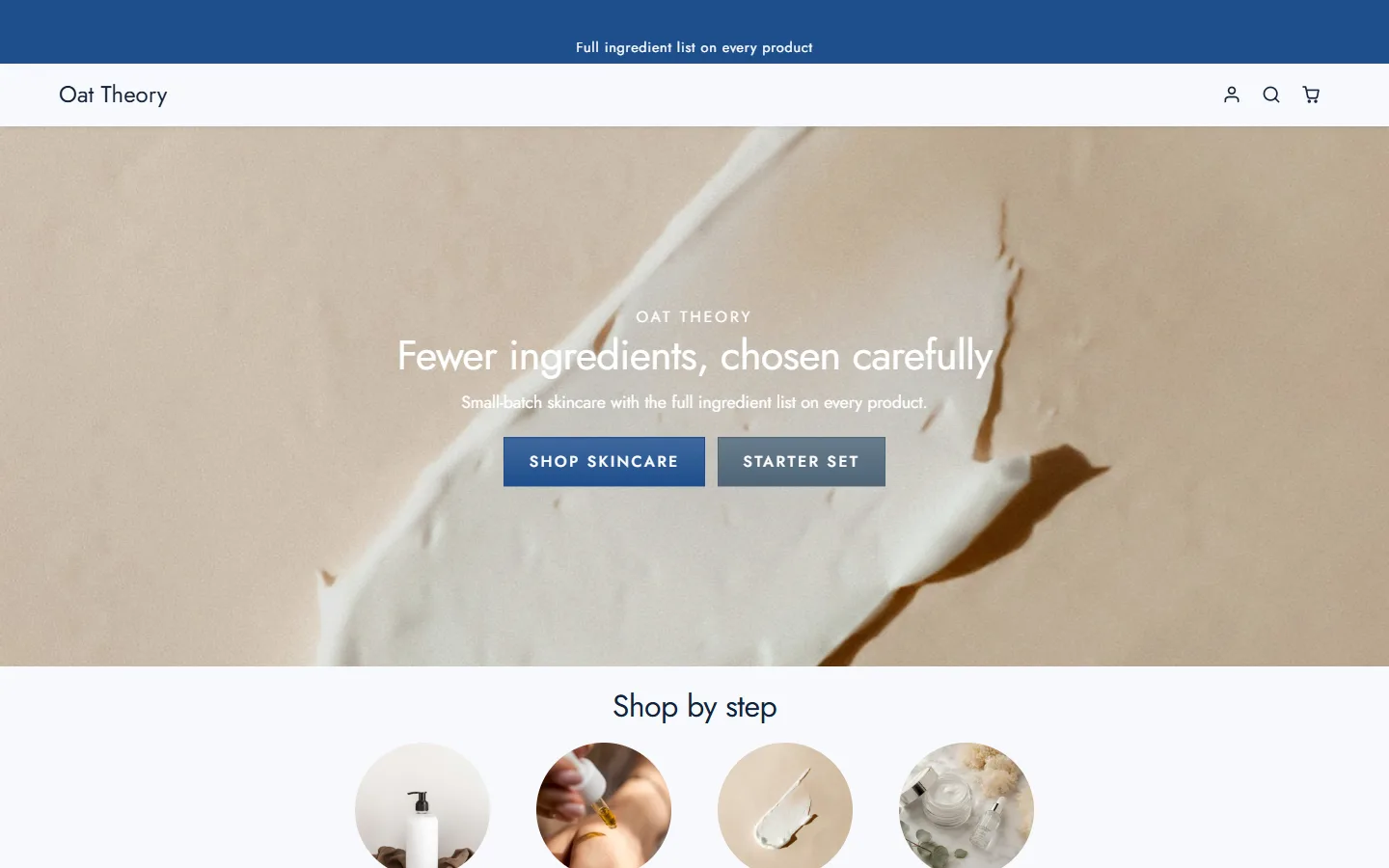 The Oat Theory home page on a desktop screen